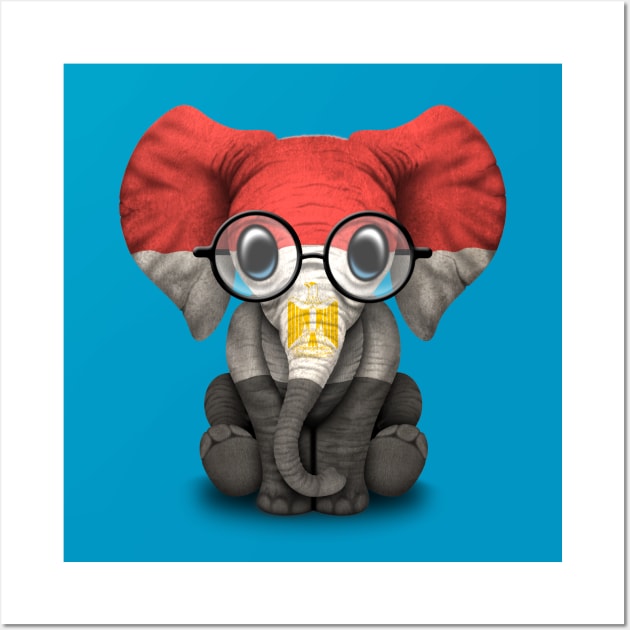 Baby Elephant with Glasses and Egyptian Flag Wall Art by jeffbartels